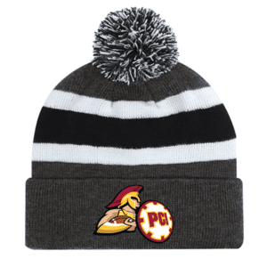 9S243M Acrylic Roll Pom Pom Toque - Charcoal/Black/White